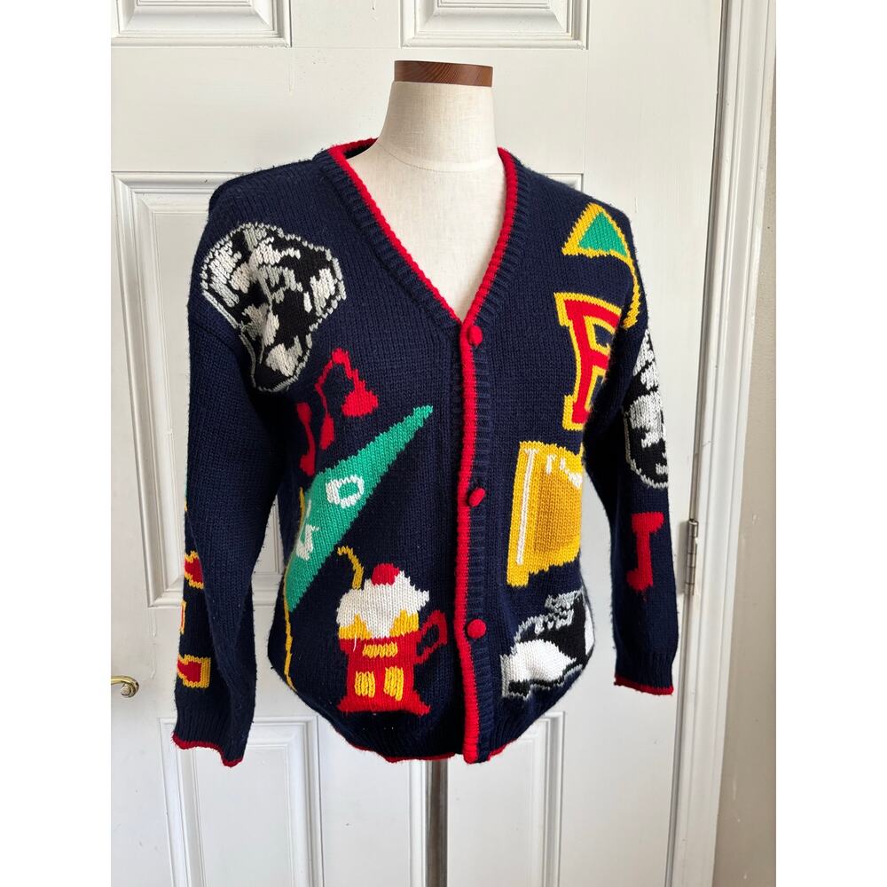 Vintage 1993 The Eagles Eye varsity school themed cardigan sweater